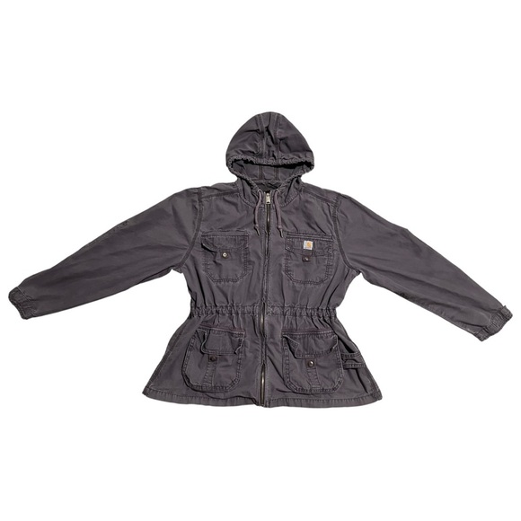 Carhartt El Paso Utility Jacket Hooded Field Coat Cinched Waist Grey- Size XL - Picture 2 of 12